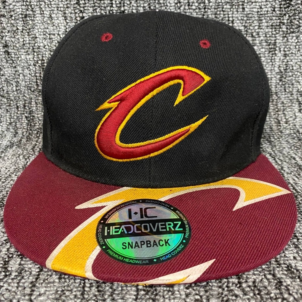 VTG Headcoverz Cleveland Cavaliers NBA Snapback Hat Cap Black Wine Gold Sword C
